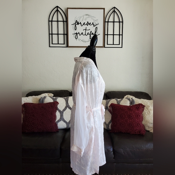 Vintage Y2K 90's Pale Pink 2 Piece Pajama Slip & Robe Set Size M Shabby Chic - Picture 13 of 13